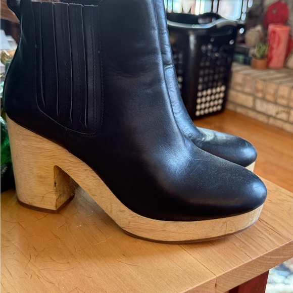 Madewell platform booties size 10 black leather boots - Picture 5 of 7